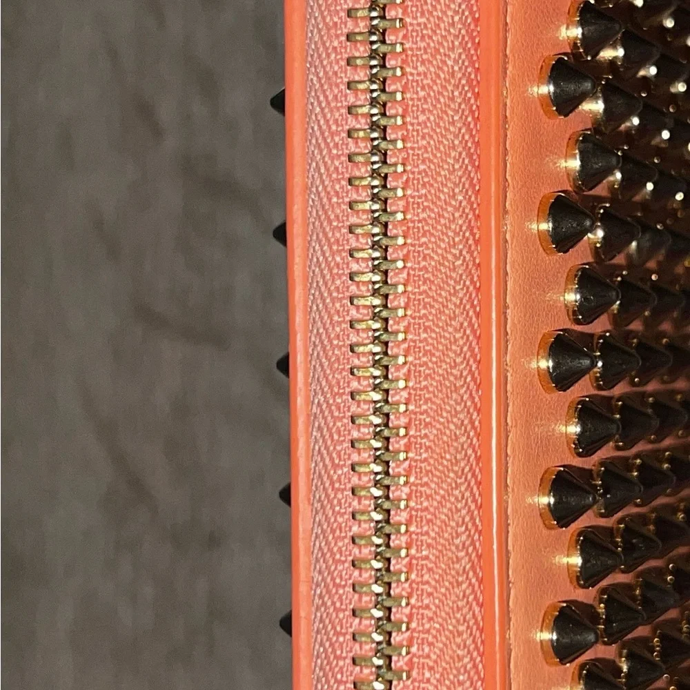 Christian Louboutin Pink Leather Studded Long Wallet Panettone - Picture 5 of 12